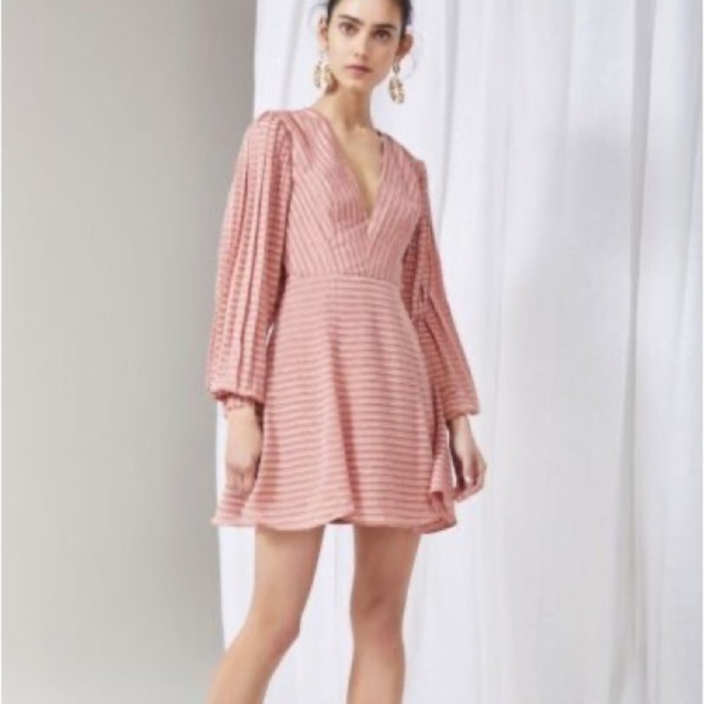 Keepsake The Label Waterfall Long Sleeve Pink A-Line Mini Dress